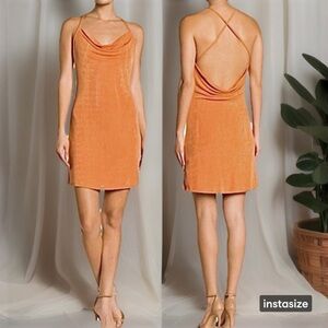 Back to My X Cowl Neck Mini Dress in Melon